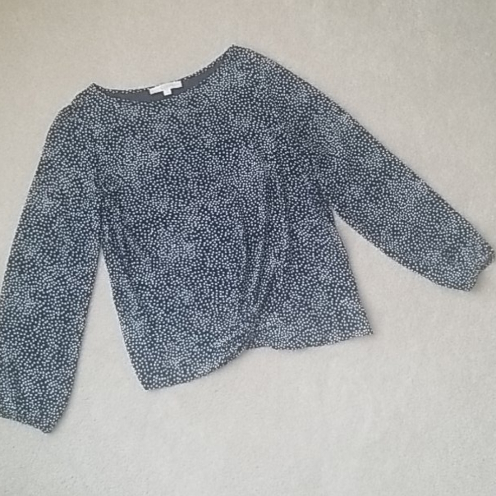 LOFT mixed media long sleeve blouse.